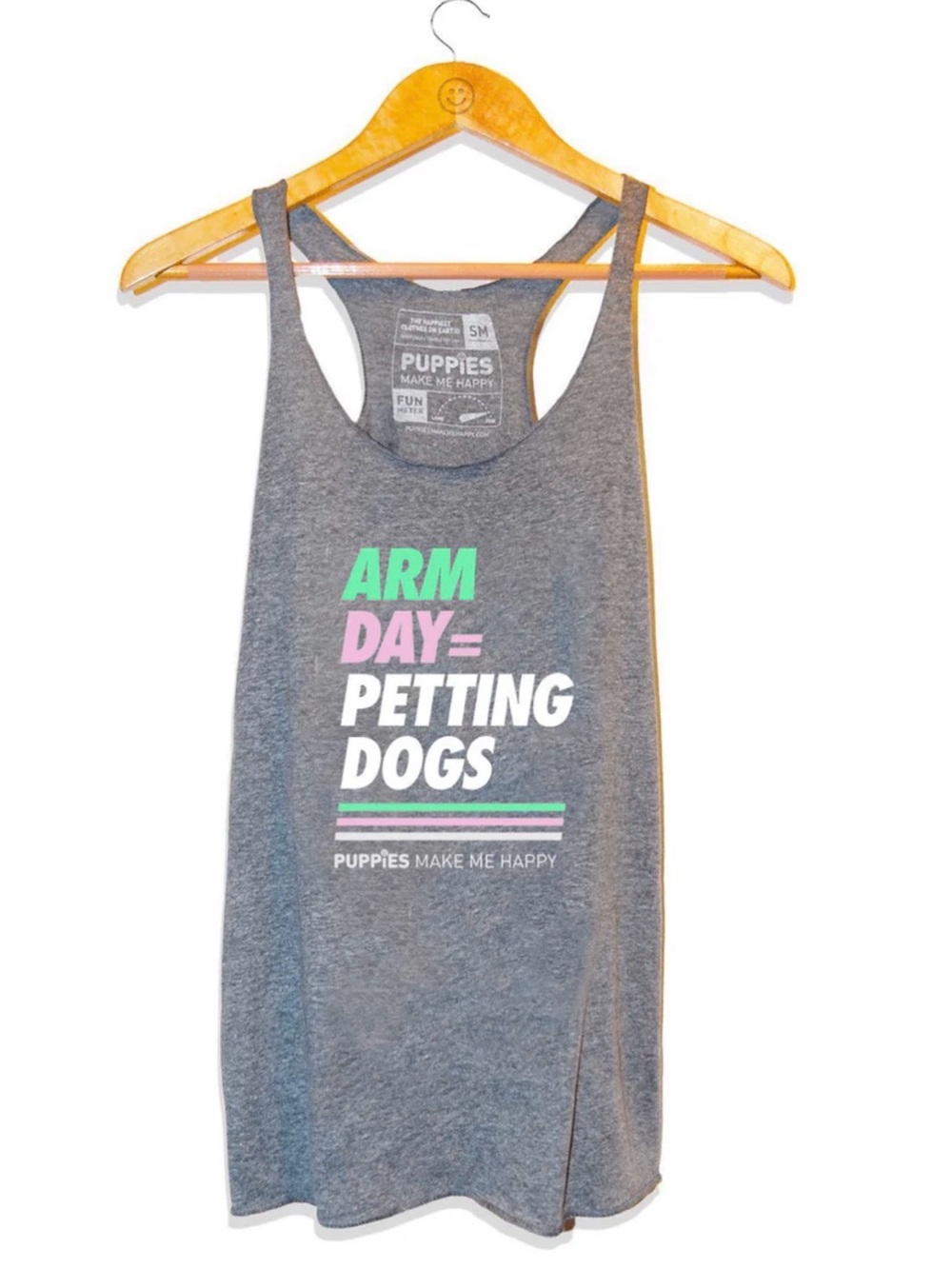 PUPPIES Gray Tank Top - Arm Day = Petting Dogs Graphic Large NWOT